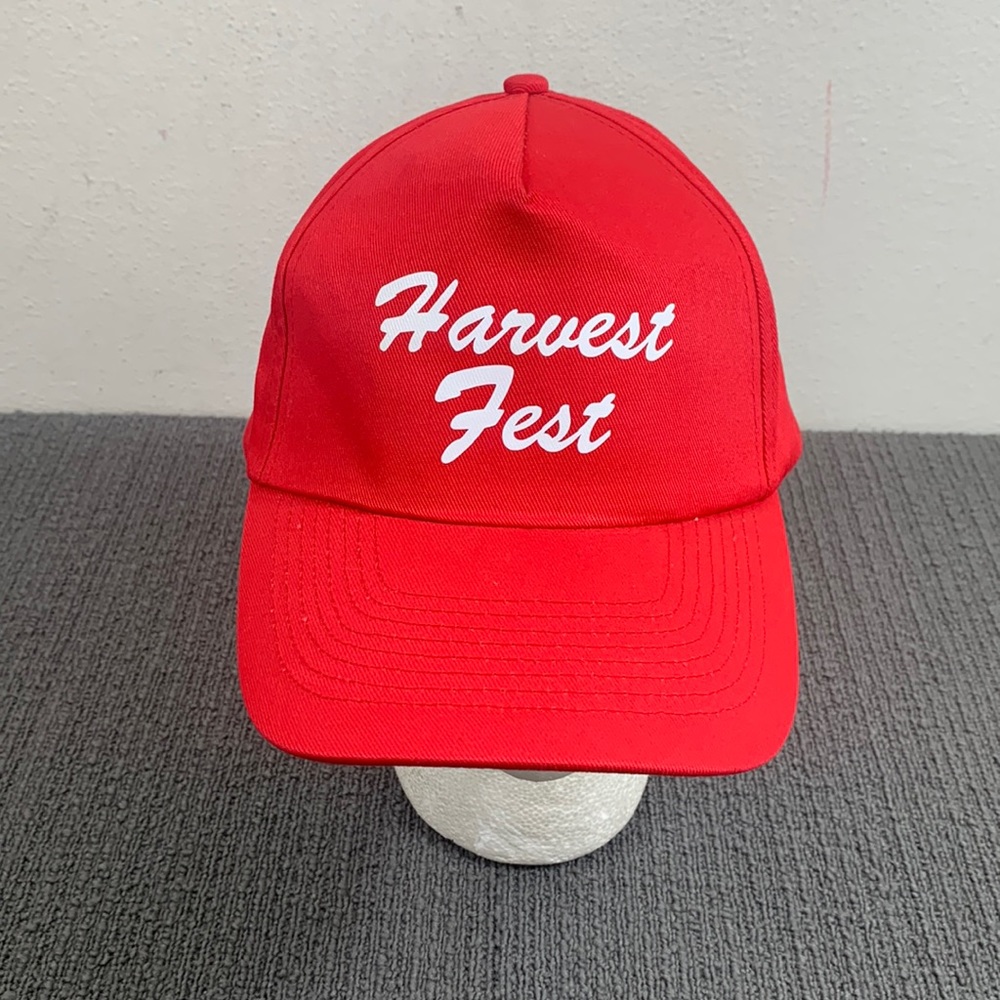Vintage Harvest Fest Snapback Hat Mens OSFA Red White Baseball Cap KC